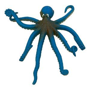 1995 Blue Octopus Realistic Toy Rubber 4.5” X 5” Long Tentacles